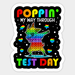 Poppin' My Way Through Test Day Pop It Square Shape Dabbing Sticker